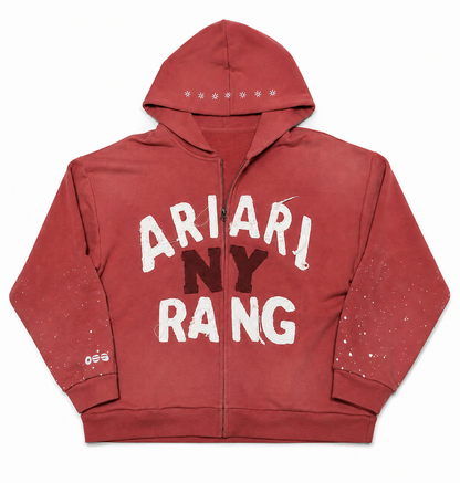 Acid Wash Zip Hoodie
